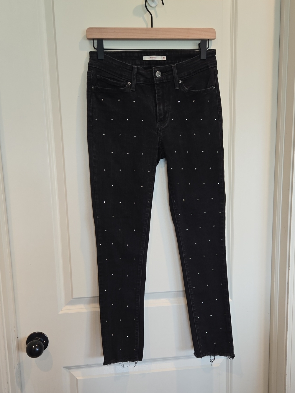 Levis Black Studded High-Rise Skinny Jeans